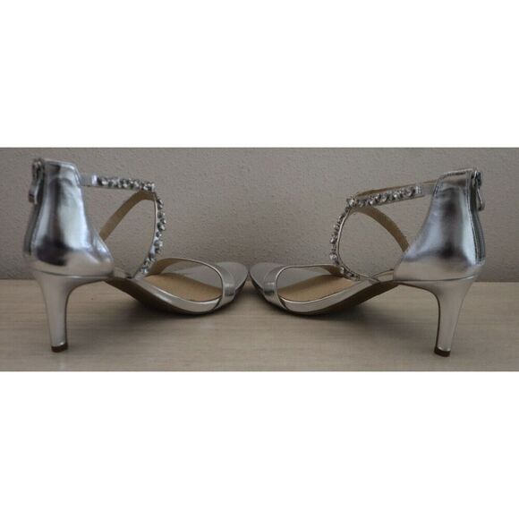 LifeStride Women's Sz 8.5M Silver Metal Memories Faux Leather Strappy Heels - Picture 7 of 7